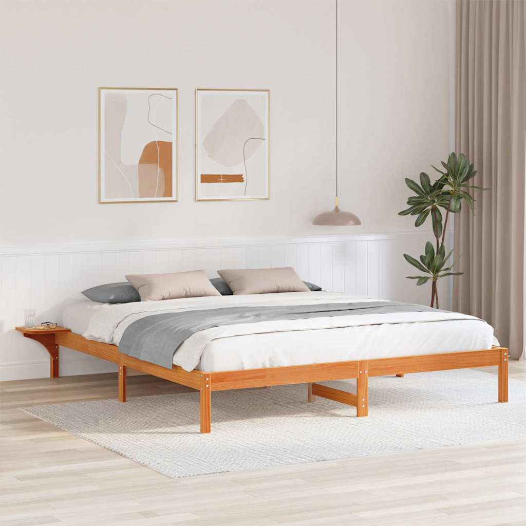 Ágykeret Faggyú barna 200 x 200 cm Tömör fenyőfa