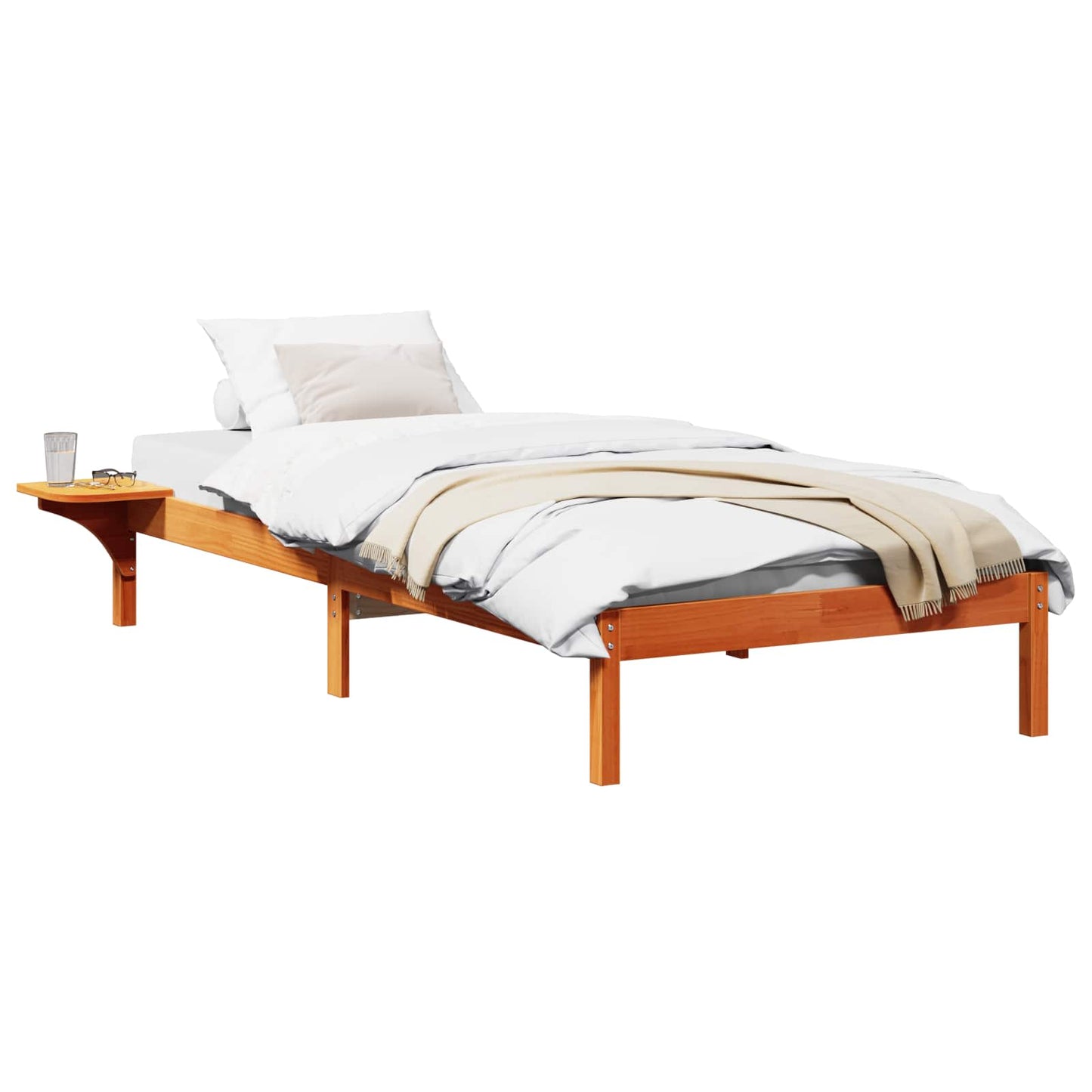 Ágykeret Faggyú barna 90 x 200 cm Tömör fenyőfa