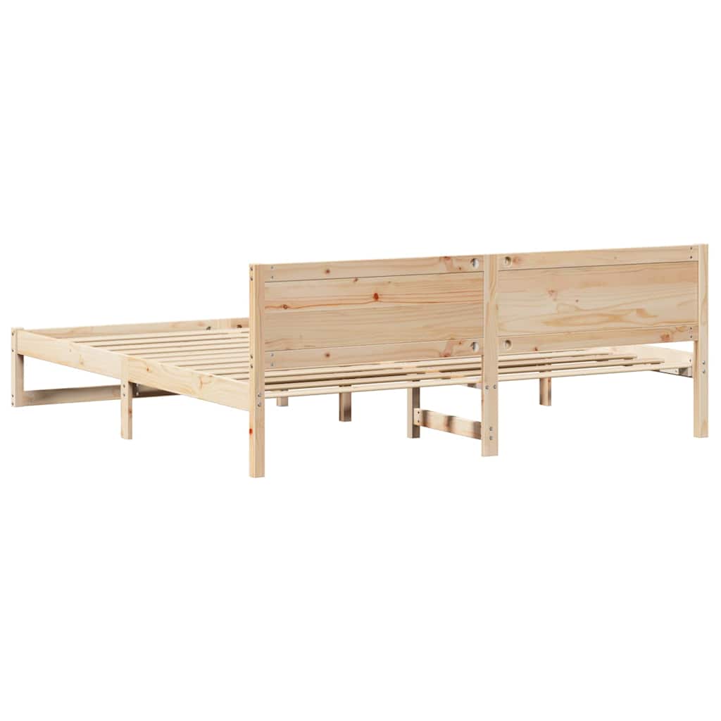 Ágykeret fejtámlával Természetes 200 x 200 cm Tömör fenyőfa