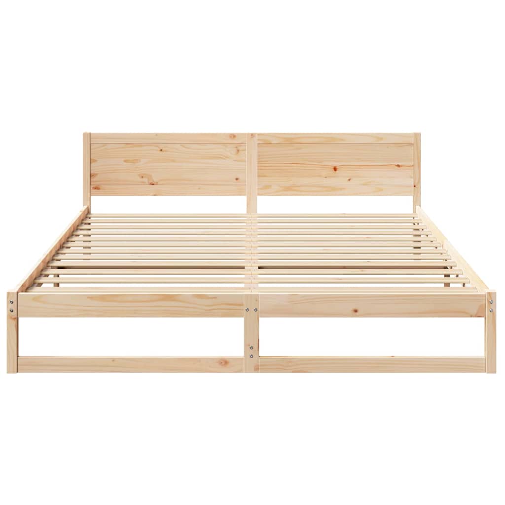 Ágykeret fejtámlával Természetes 200 x 200 cm Tömör fenyőfa