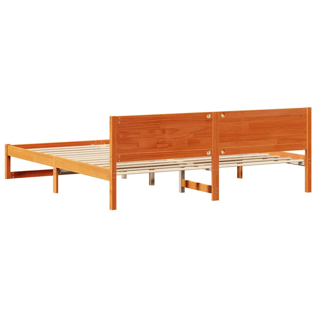 Ágykeret fejtámlával Faggyú barna 200 x 200 cm Tömör fenyőfa