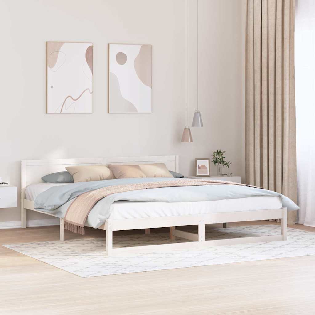 Ágykeret fejtámlával Fehér 180 x 200 cm Tömör fenyőfa