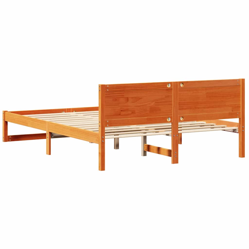 Ágykeret fejtámlával Faggyú barna 150 x 200 cm Tömör fenyőfa