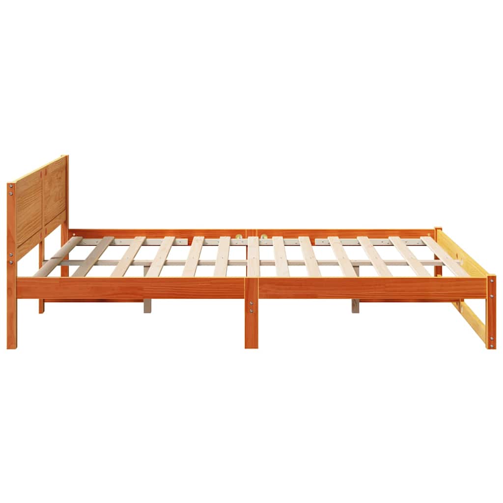 Ágykeret fejtámlával Faggyú barna 140 x 200 cm Tömör fenyőfa