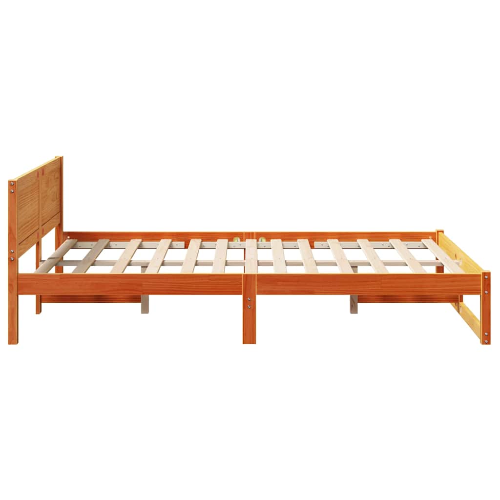 Ágykeret fejtámlával Faggyú barna 135 x 190 cm Tömör fenyőfa