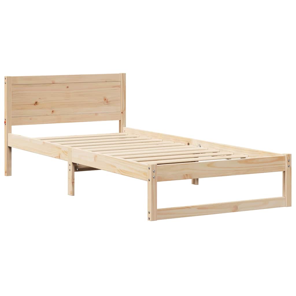 Ágykeret fejtámlával Természetes 100 x 200 cm Tömör fenyőfa
