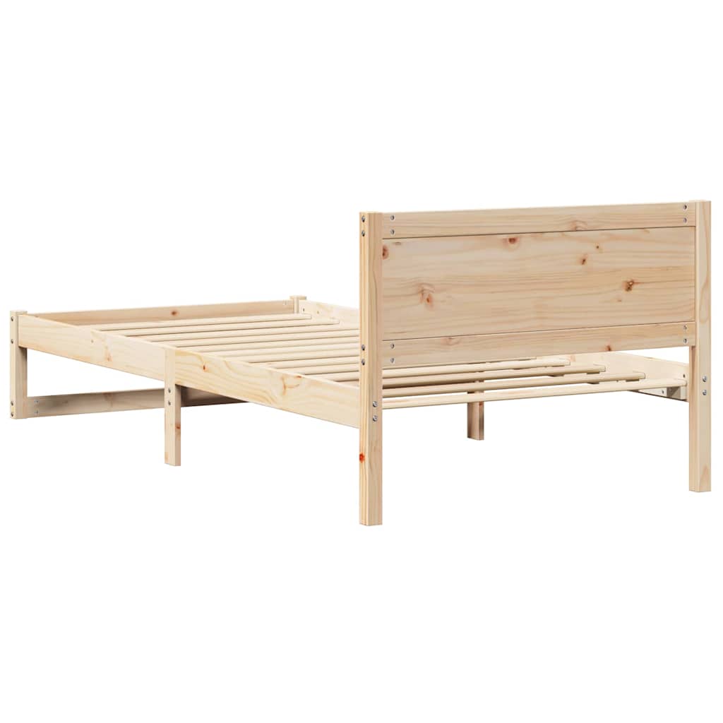 Ágykeret fejtámlával Természetes 100 x 200 cm Tömör fenyőfa