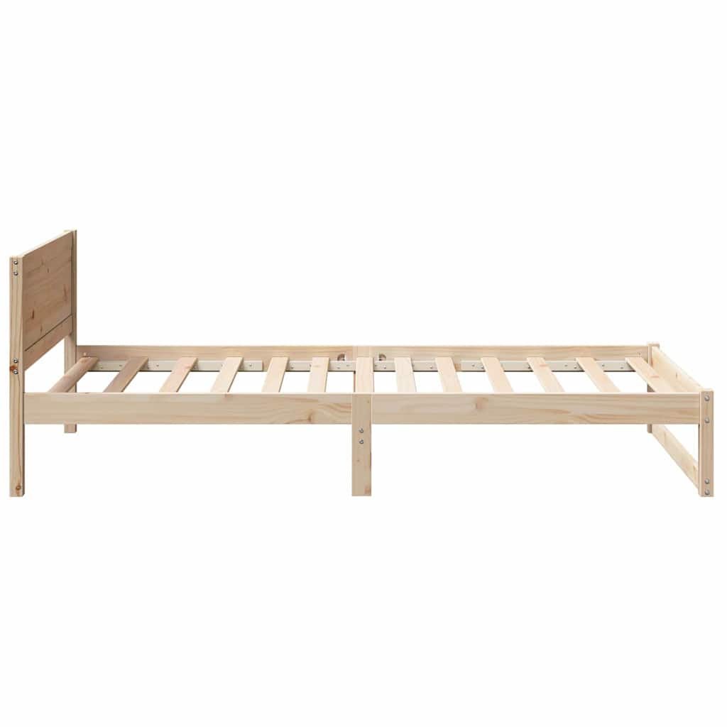 Ágykeret fejtámlával Természetes 100 x 200 cm Tömör fenyőfa