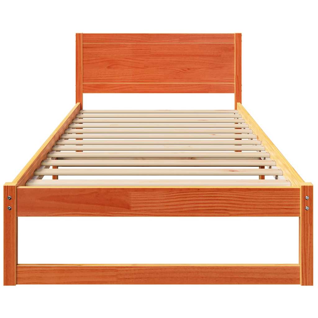 Ágykeret fejtámlával Faggyú barna 100 x 200 cm Tömör fenyőfa