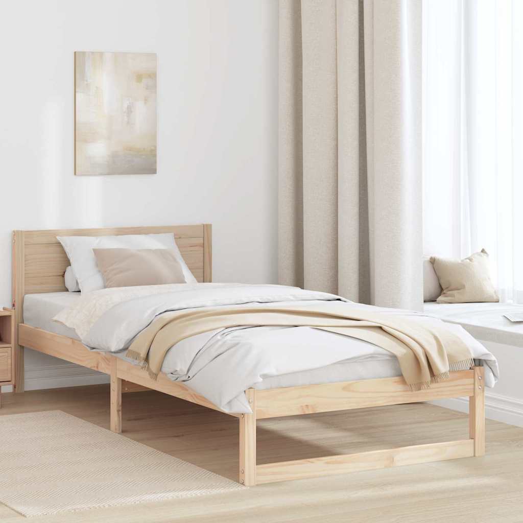 Ágykeret fejtámlával Természetes 90 x 200 cm Tömör fenyőfa
