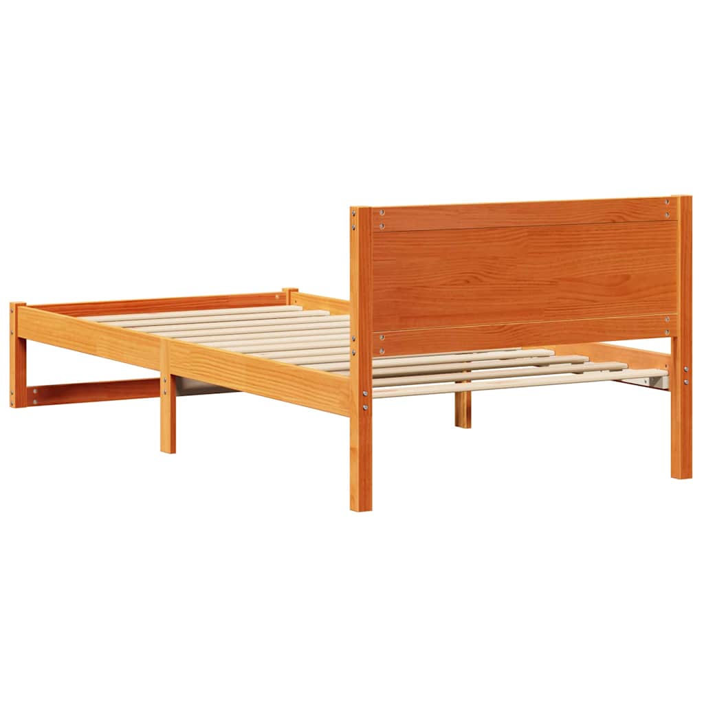 Ágykeret fejtámlával Faggyú barna 90 x 200 cm Tömör fenyőfa