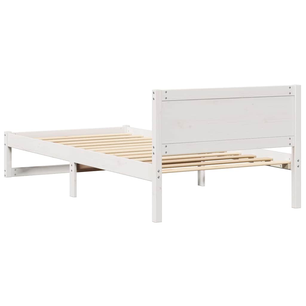 Ágykeret fejtámlával Fehér 75 x 190 cm Tömör fenyőfa