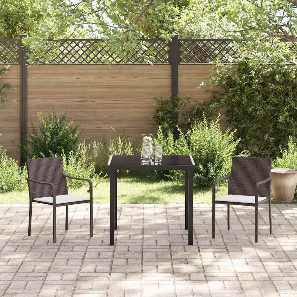 Kert étkező szett 3 pcs Barna és fekete PE Rattan