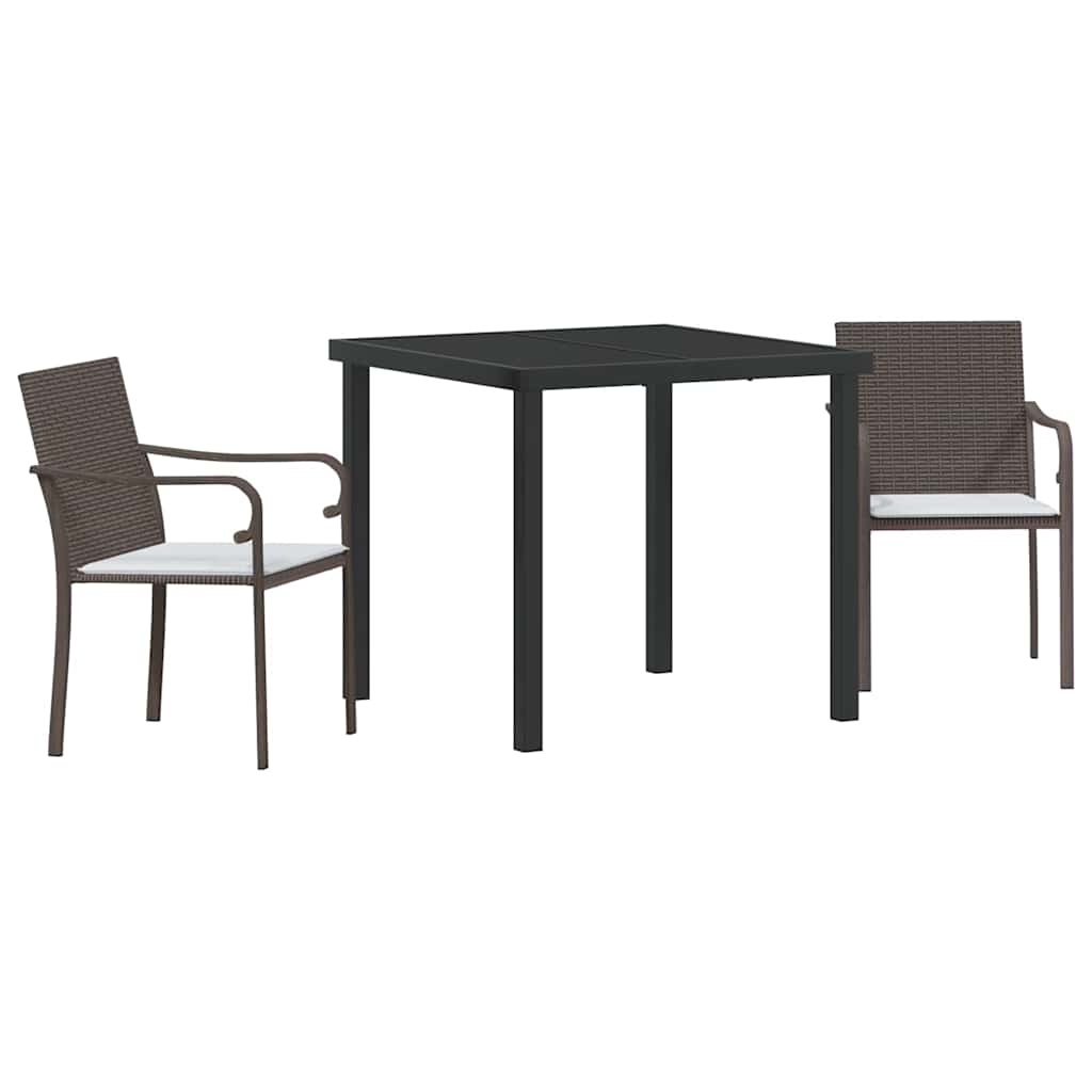 Kert étkező szett 3 pcs Barna és fekete PE Rattan
