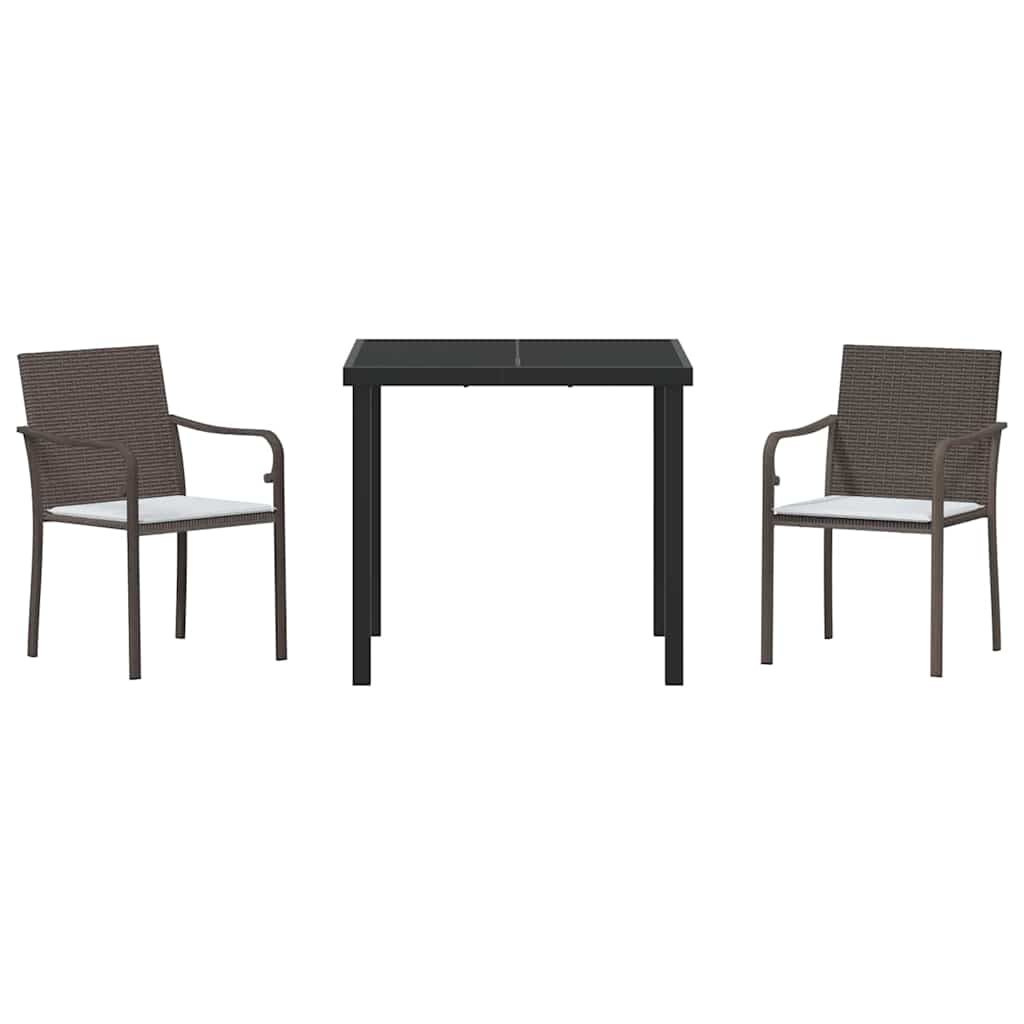 Kert étkező szett 3 pcs Barna és fekete PE Rattan