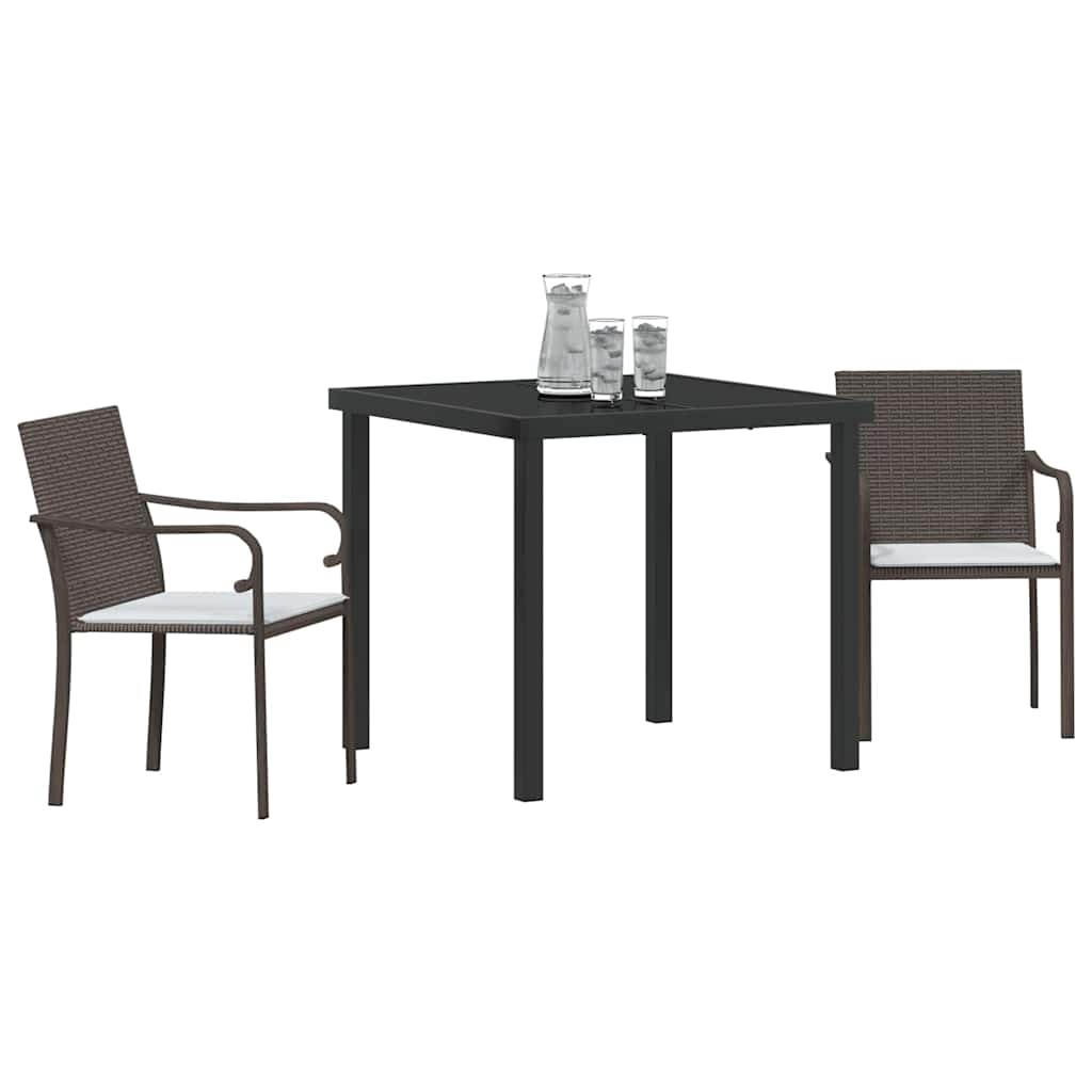 Kert étkező szett 3 pcs Barna és fekete PE Rattan