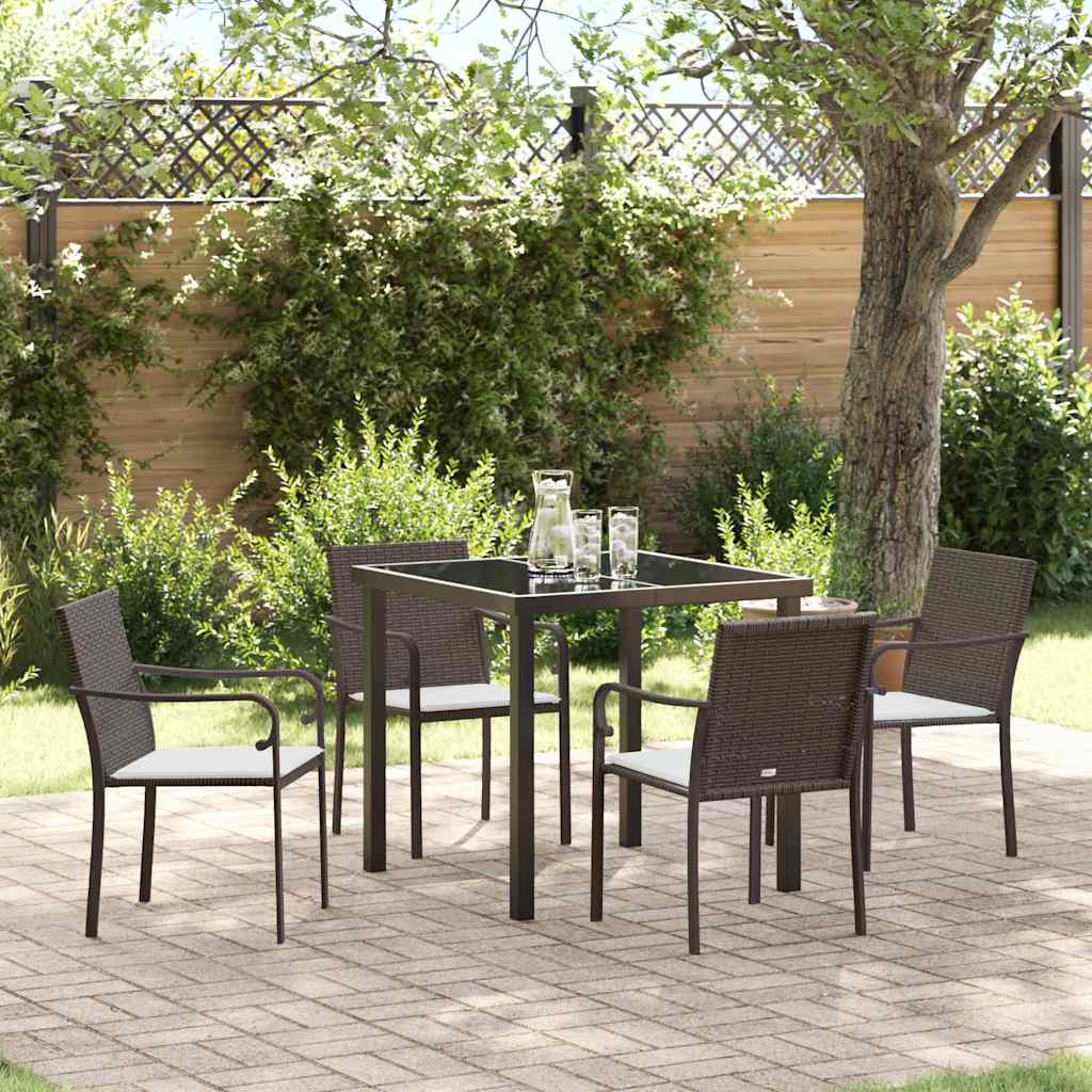 Kert étkező szett 5 pcs Barna és fekete PE Rattan