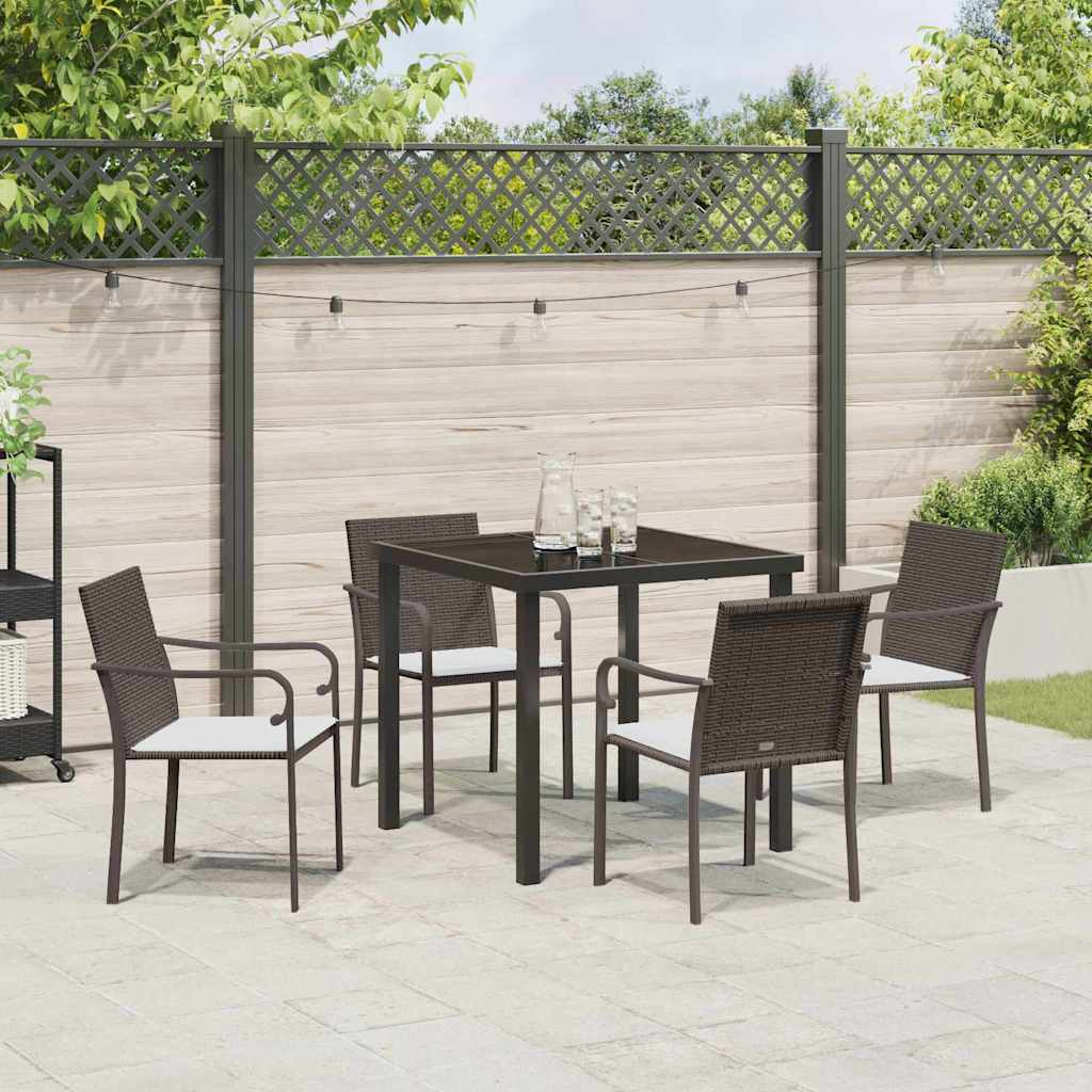 Kert étkező szett 5 pcs Barna és fekete PE Rattan