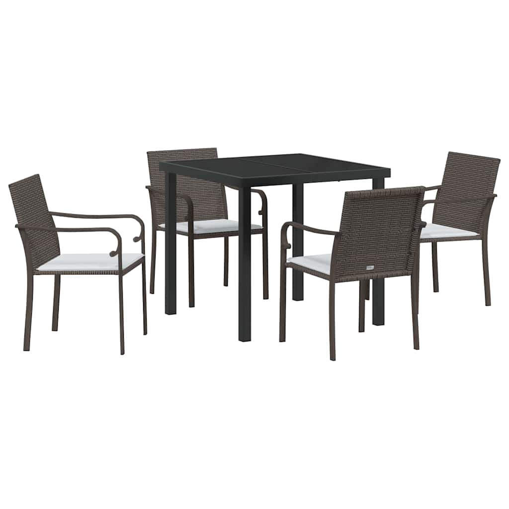 Kert étkező szett 5 pcs Barna és fekete PE Rattan