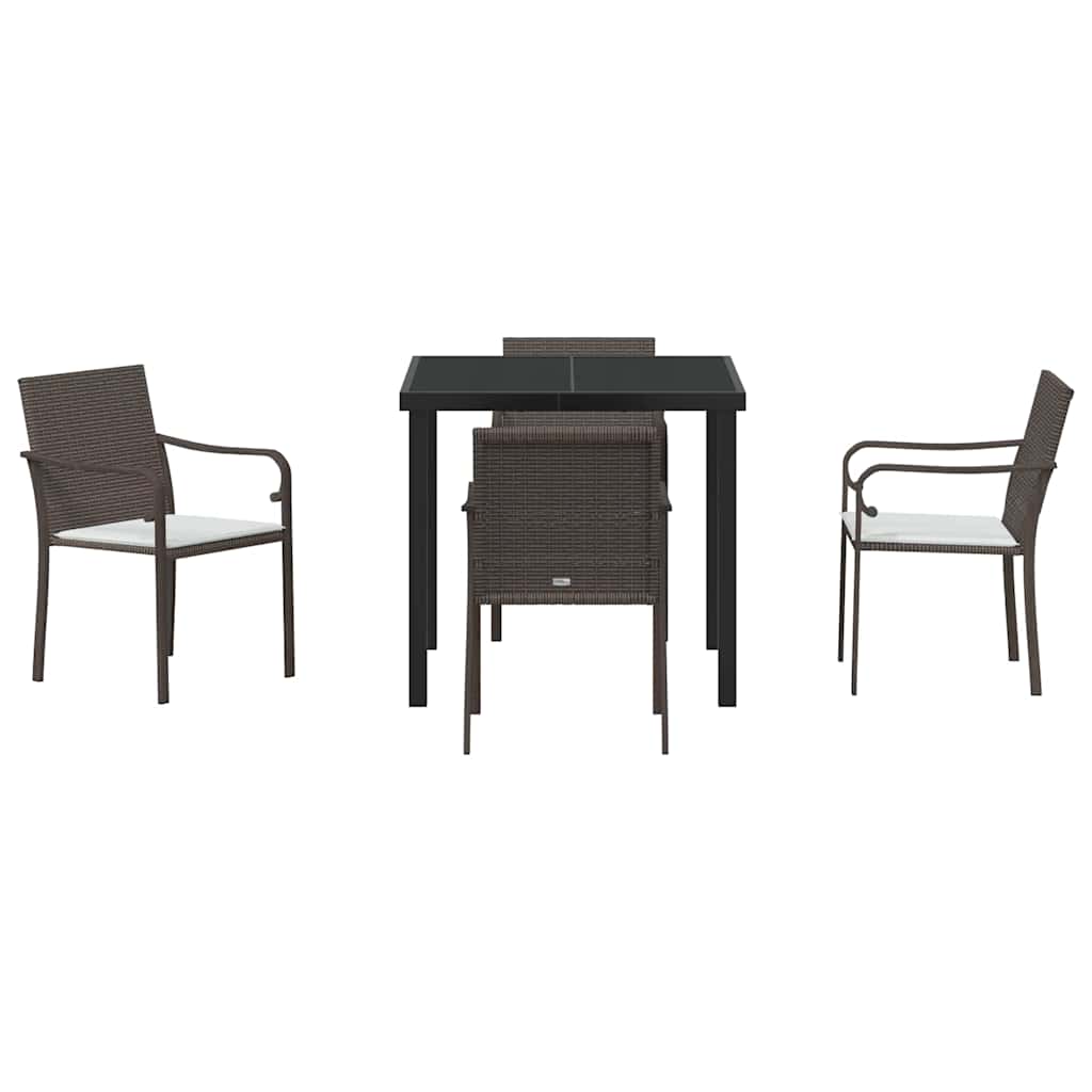 Kert étkező szett 5 pcs Barna és fekete PE Rattan