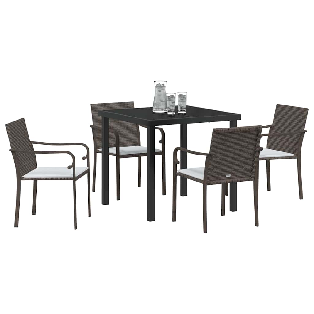 Kert étkező szett 5 pcs Barna és fekete PE Rattan