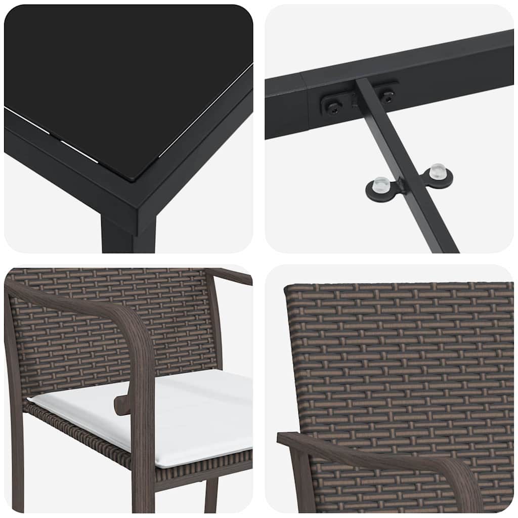 Kert étkező szett 5 pcs Barna és fekete PE Rattan