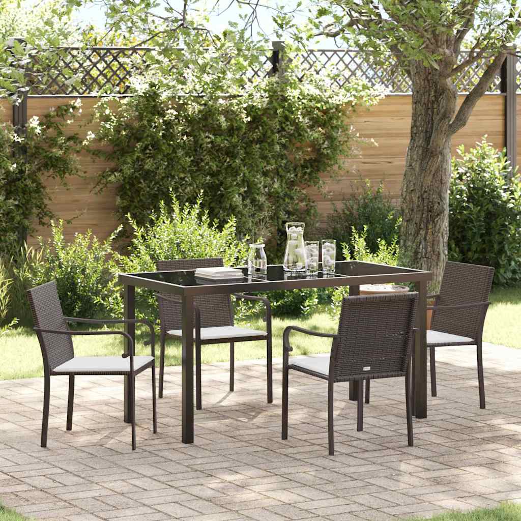 Kert étkező szett 5 pcs Barna és fekete PE Rattan