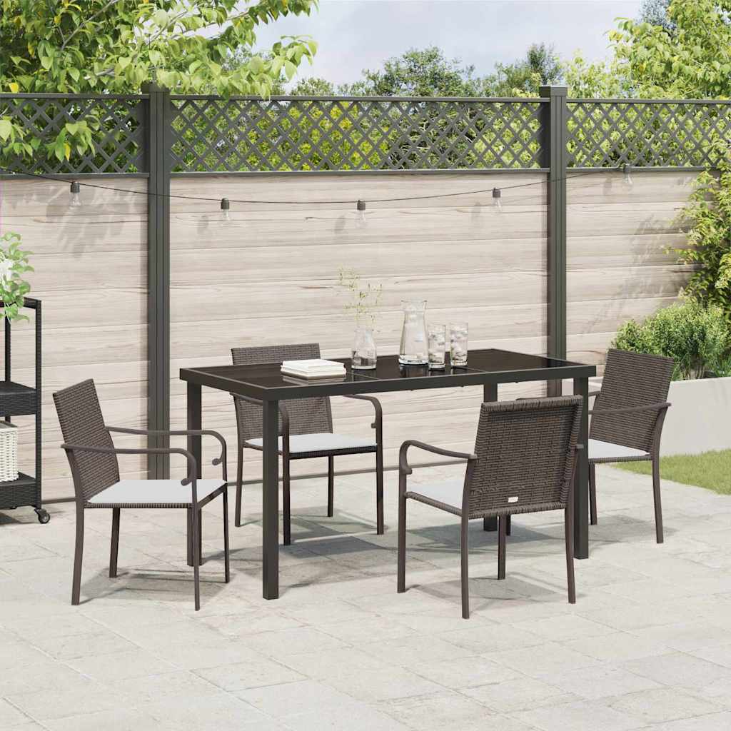 Kert étkező szett 5 pcs Barna és fekete PE Rattan