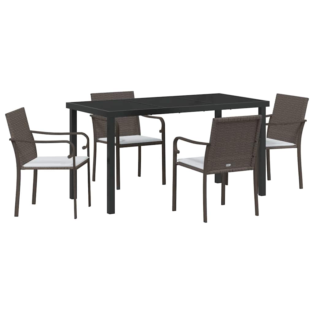 Kert étkező szett 5 pcs Barna és fekete PE Rattan