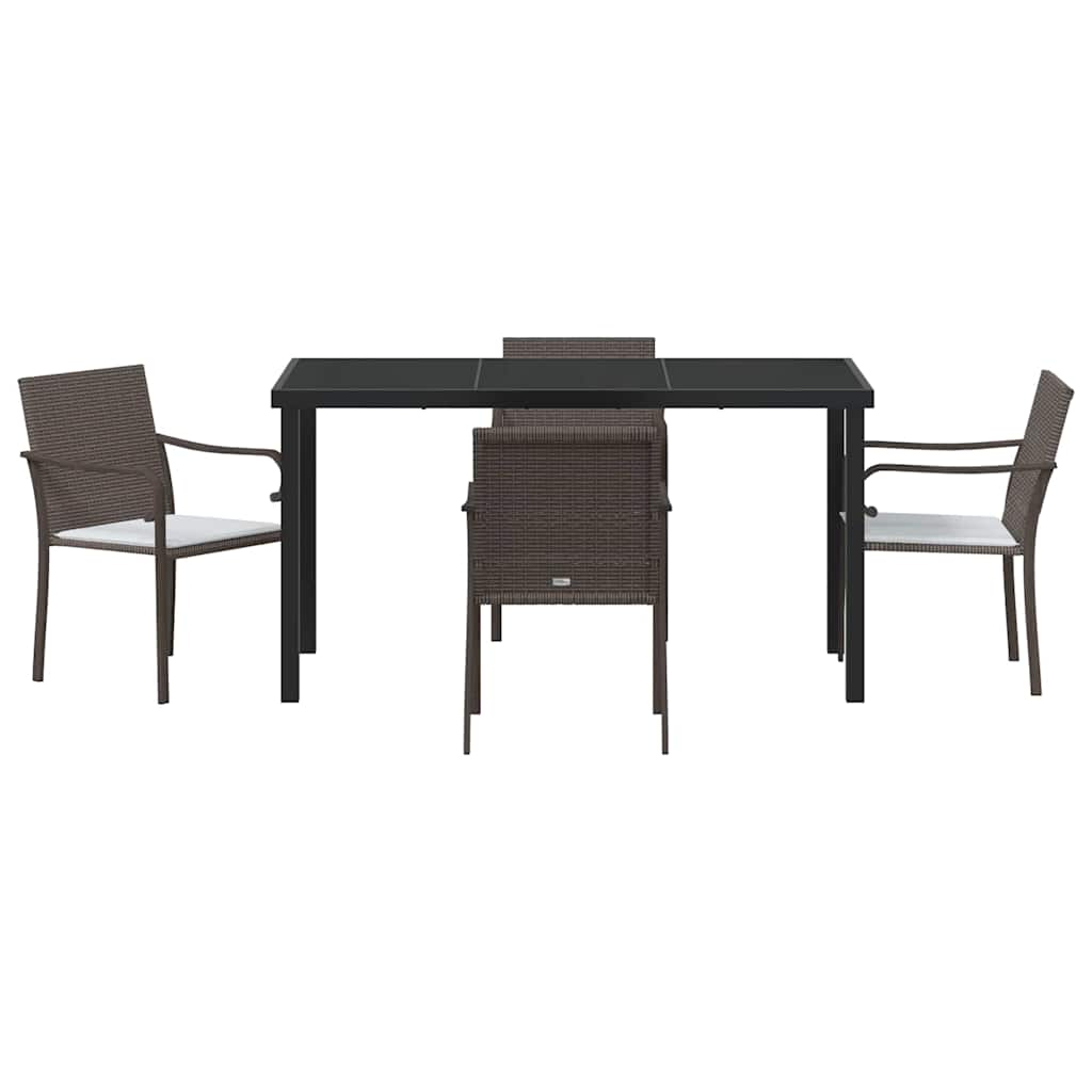 Kert étkező szett 5 pcs Barna és fekete PE Rattan