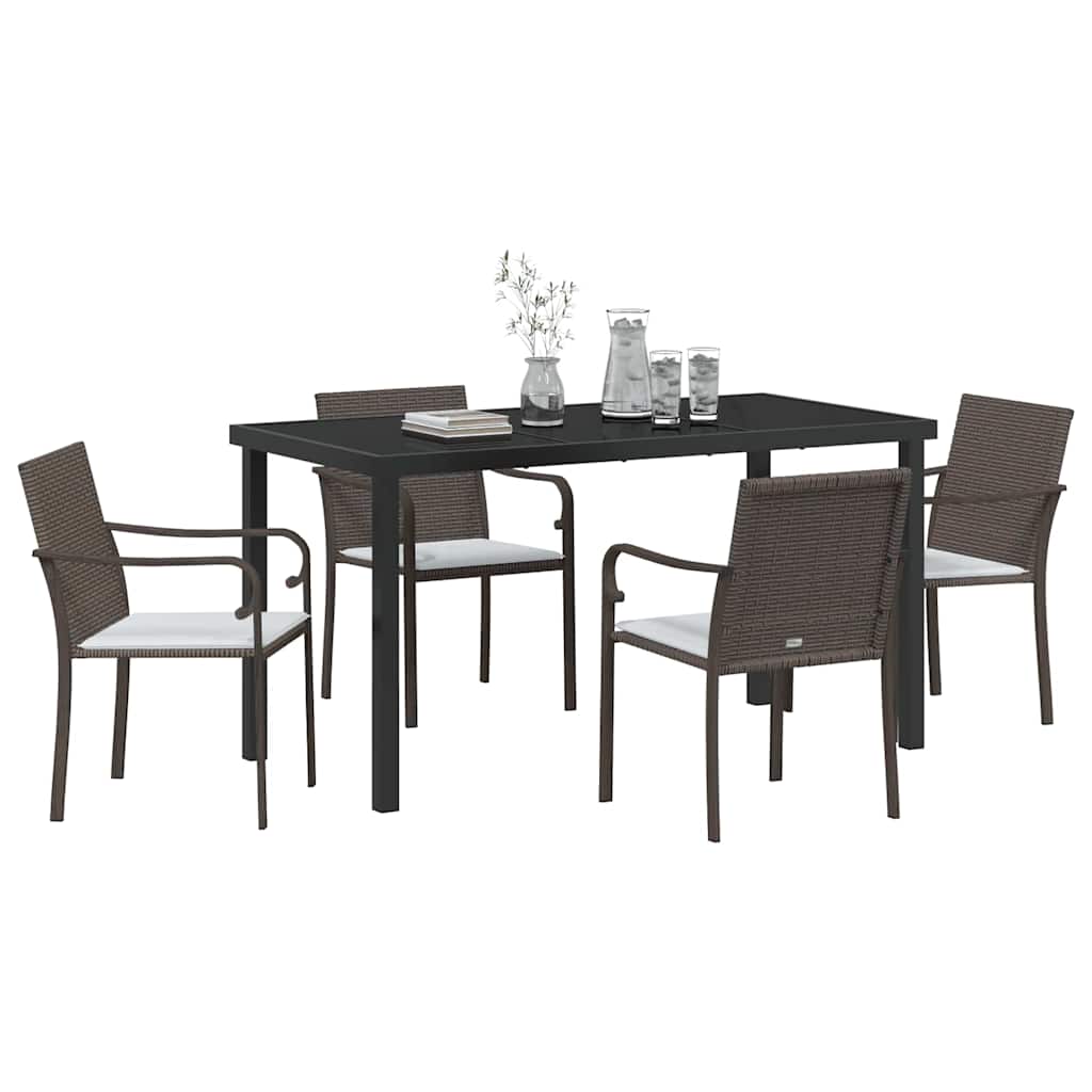 Kert étkező szett 5 pcs Barna és fekete PE Rattan