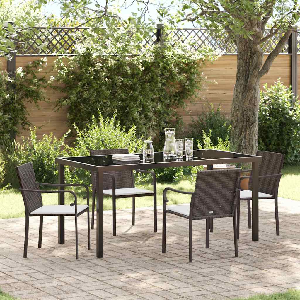 Kert étkező szett 5 pcs Barna és fekete PE Rattan