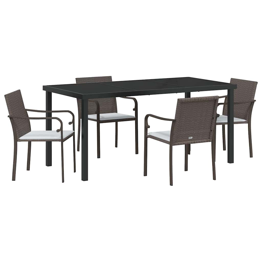 Kert étkező szett 5 pcs Barna és fekete PE Rattan