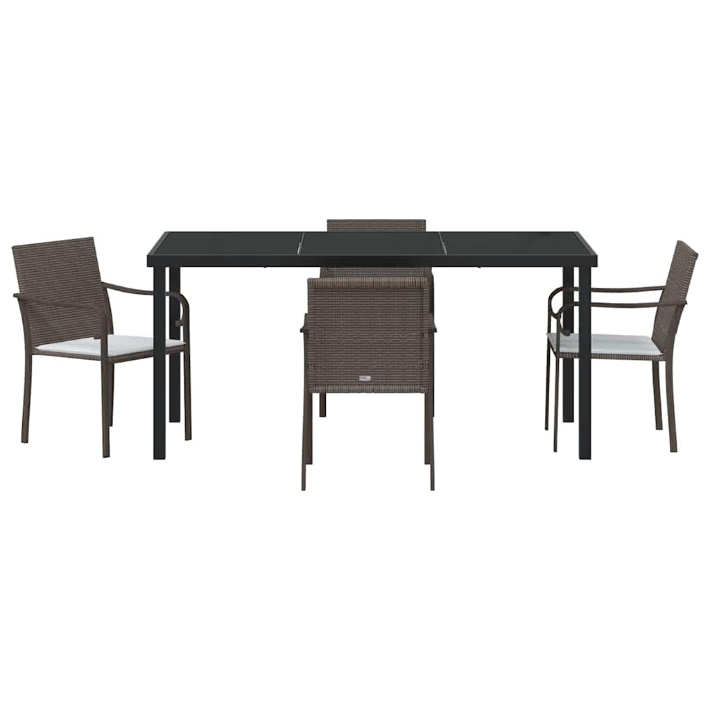 Kert étkező szett 5 pcs Barna és fekete PE Rattan