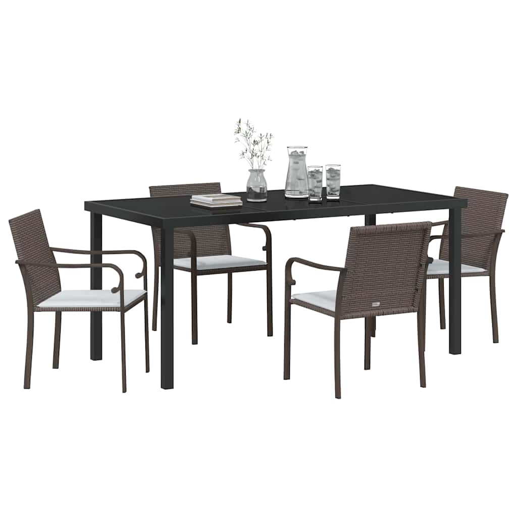 Kert étkező szett 5 pcs Barna és fekete PE Rattan