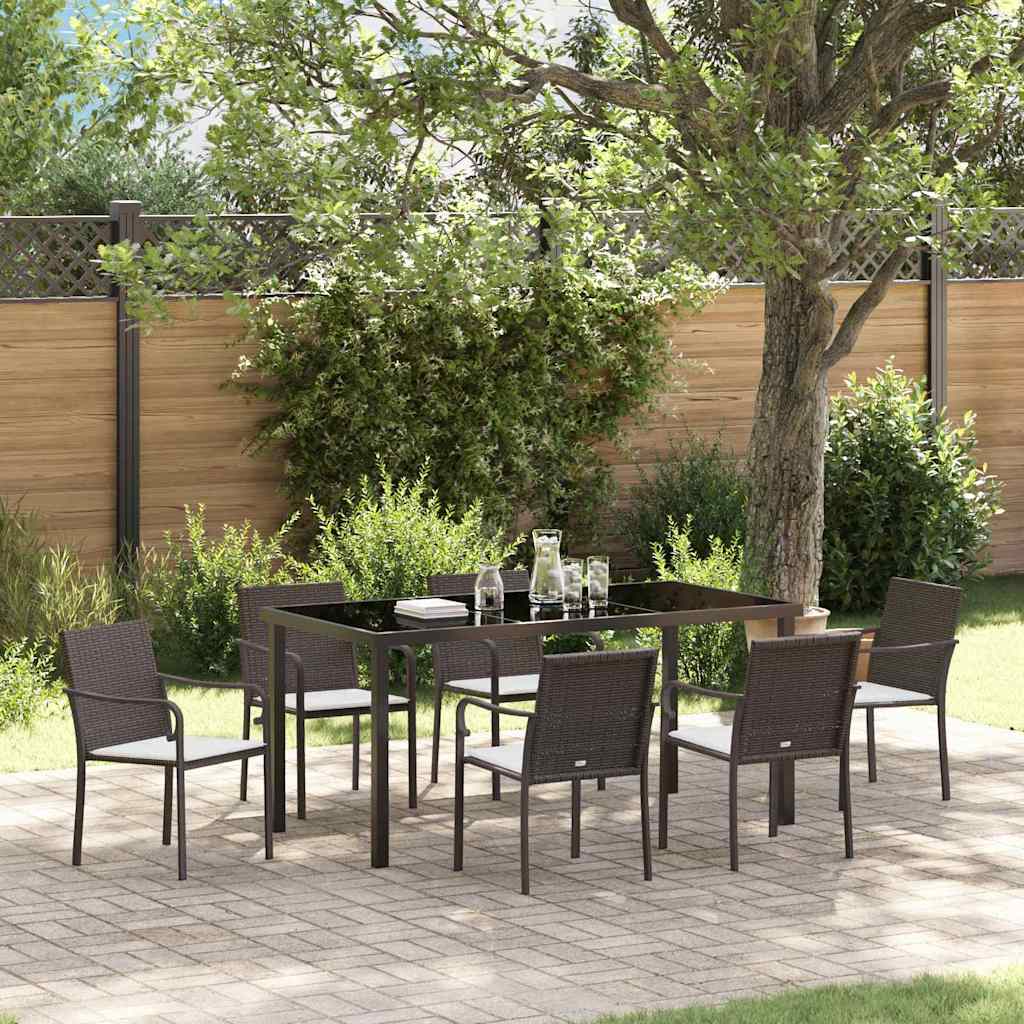 Kert étkező szett 7 pcs Barna és fekete PE Rattan
