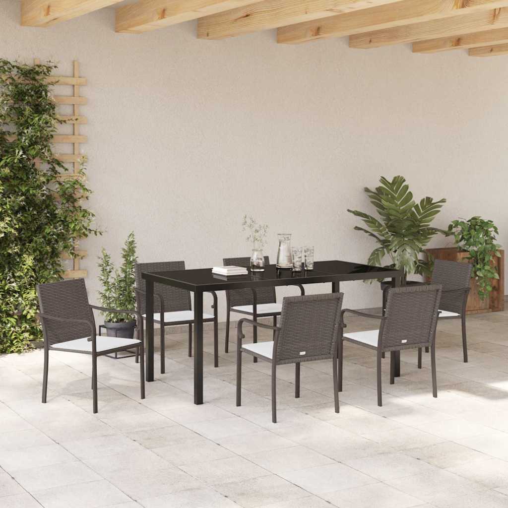 Kert étkező szett 7 pcs Barna és fekete PE Rattan