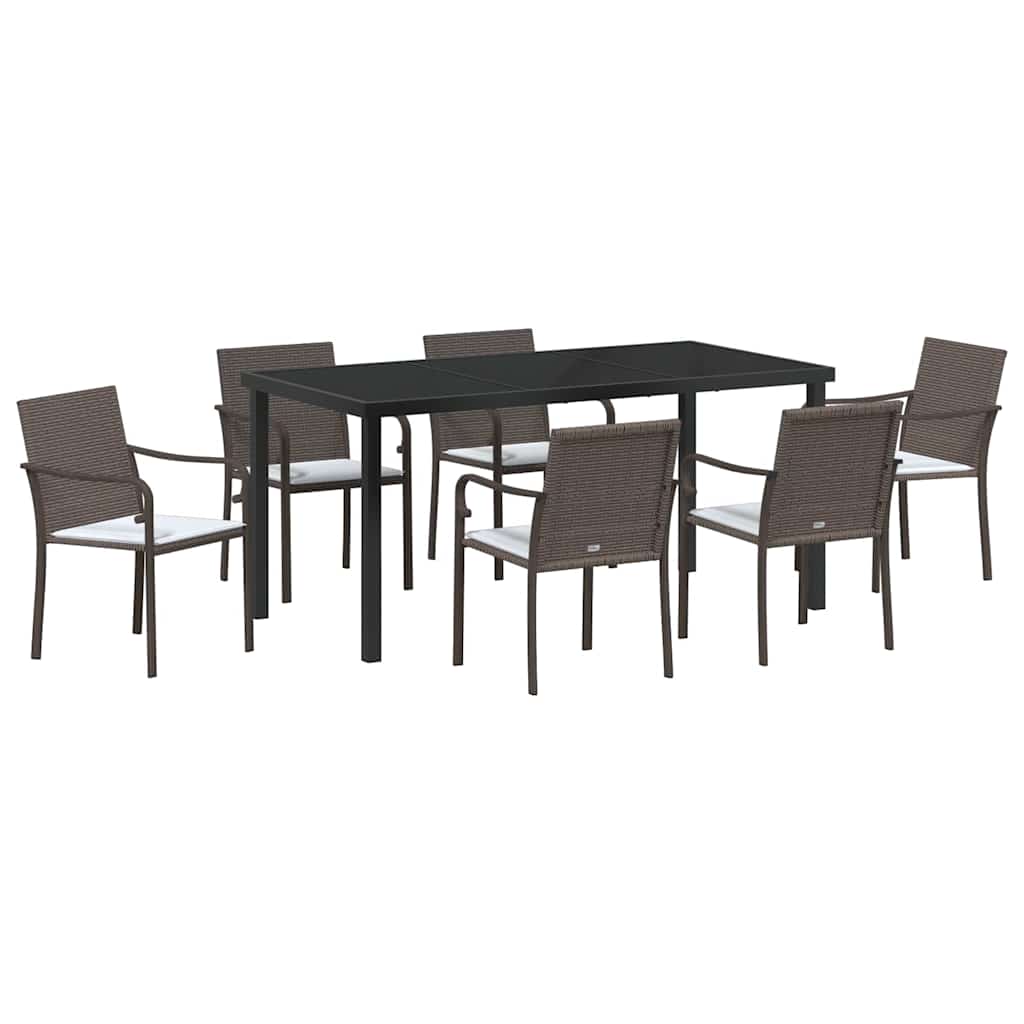 Kert étkező szett 7 pcs Barna és fekete PE Rattan