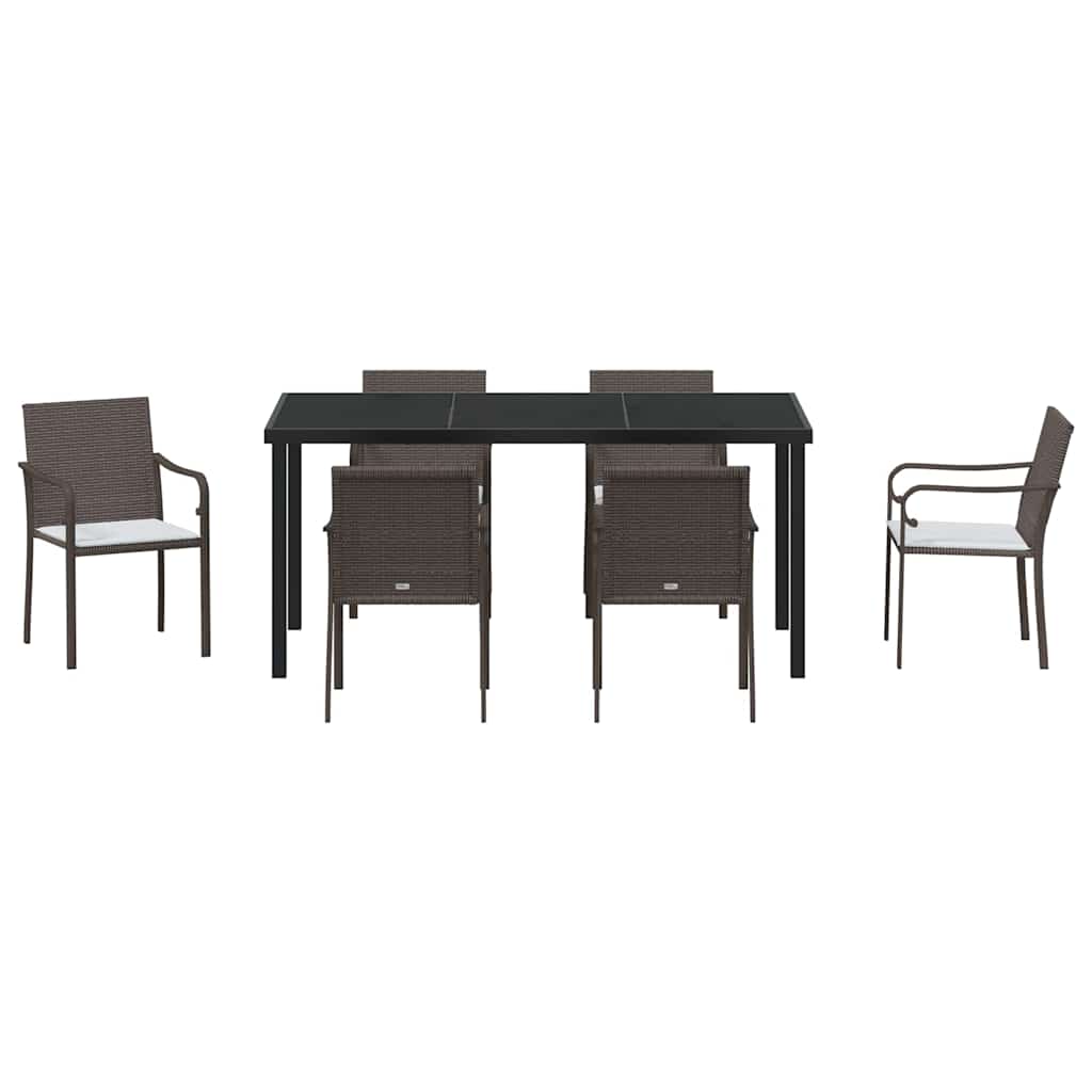 Kert étkező szett 7 pcs Barna és fekete PE Rattan