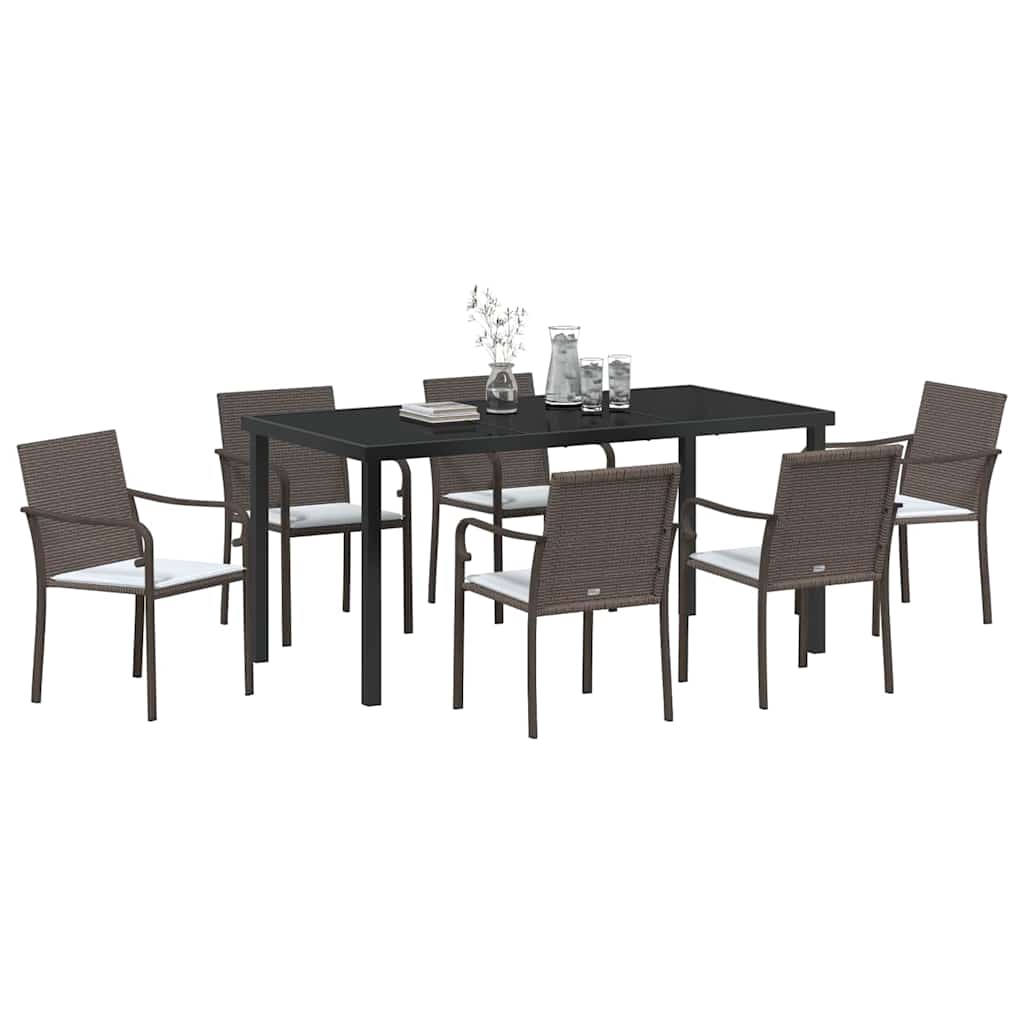 Kert étkező szett 7 pcs Barna és fekete PE Rattan
