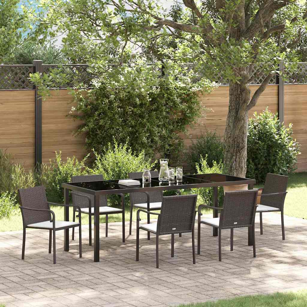 Kert étkező szett 7 pcs Barna és fekete PE Rattan
