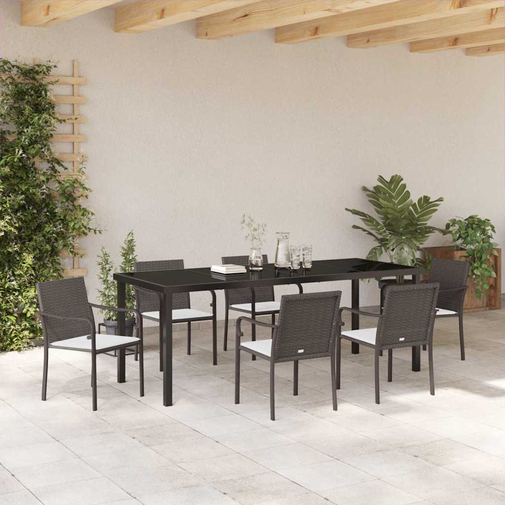 Kert étkező szett 7 pcs Barna és fekete PE Rattan