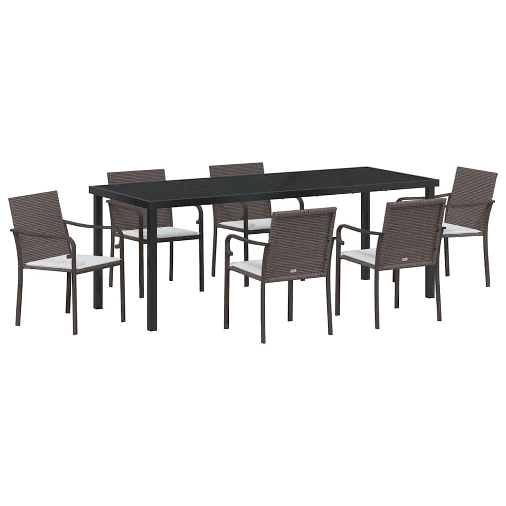 Kert étkező szett 7 pcs Barna és fekete PE Rattan