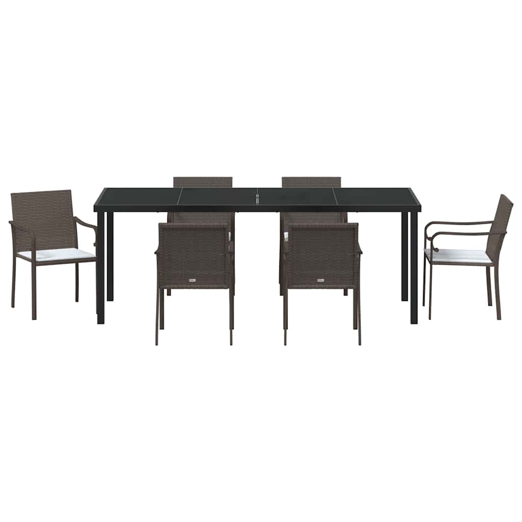 Kert étkező szett 7 pcs Barna és fekete PE Rattan