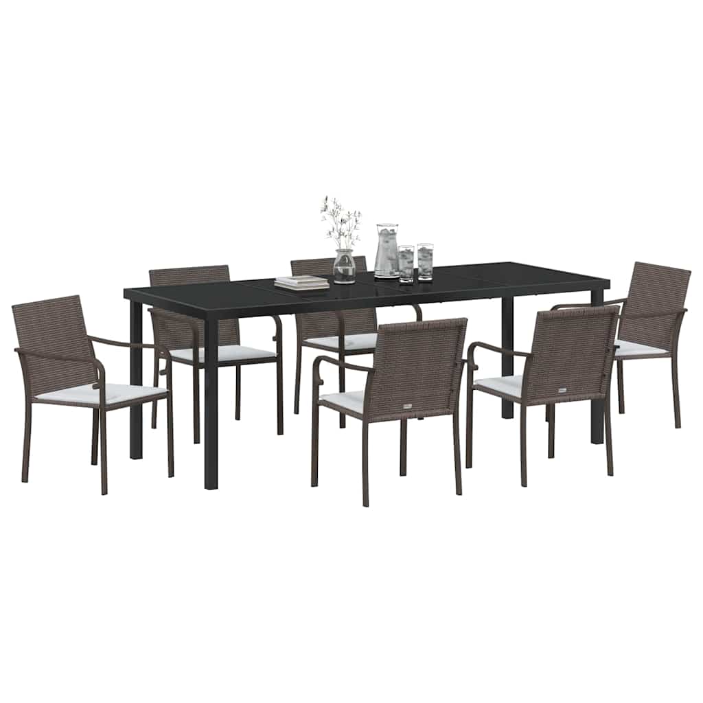Kert étkező szett 7 pcs Barna és fekete PE Rattan