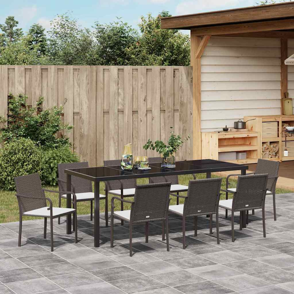 Kert étkező szett 9 pcs Barna és fekete PE Rattan