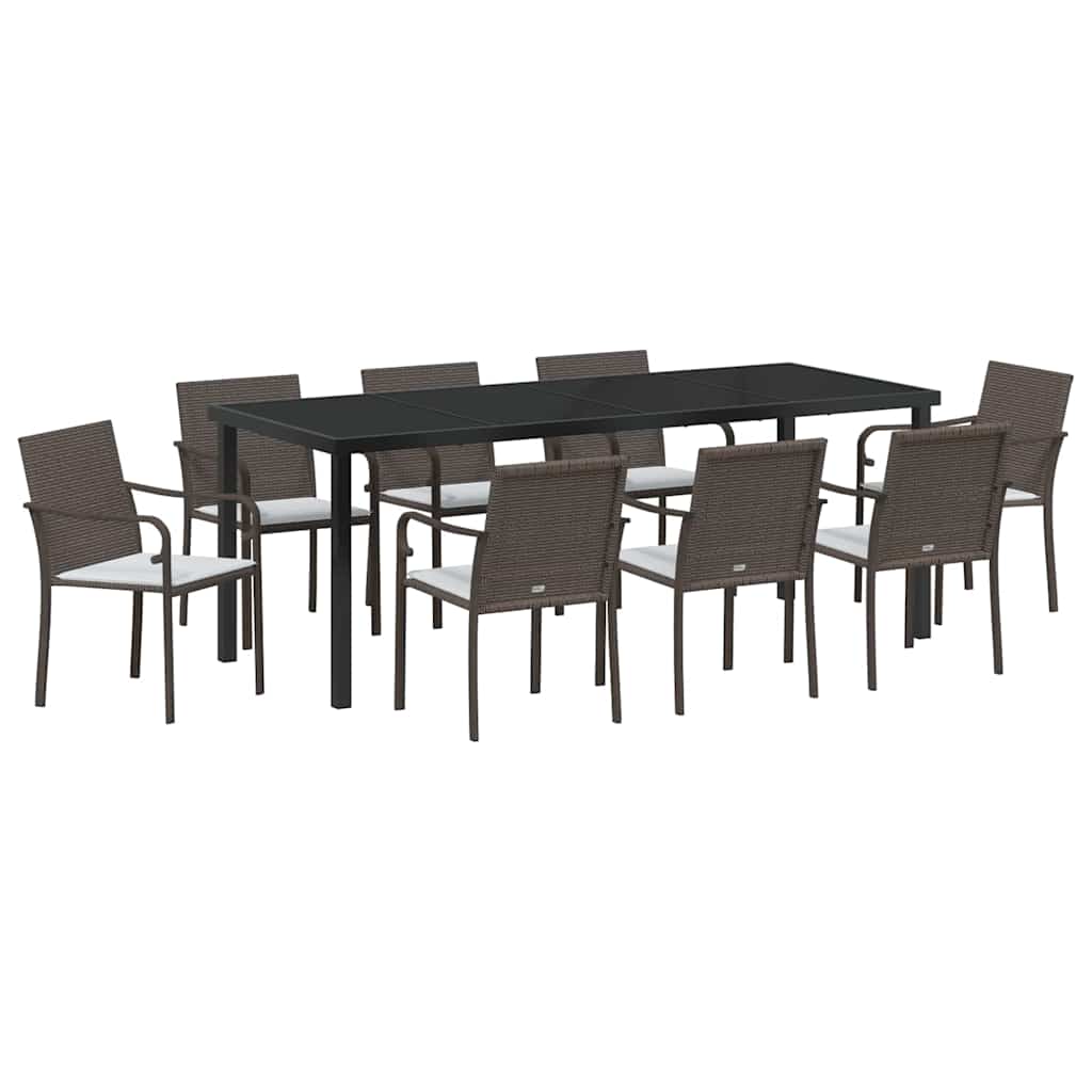 Kert étkező szett 9 pcs Barna és fekete PE Rattan