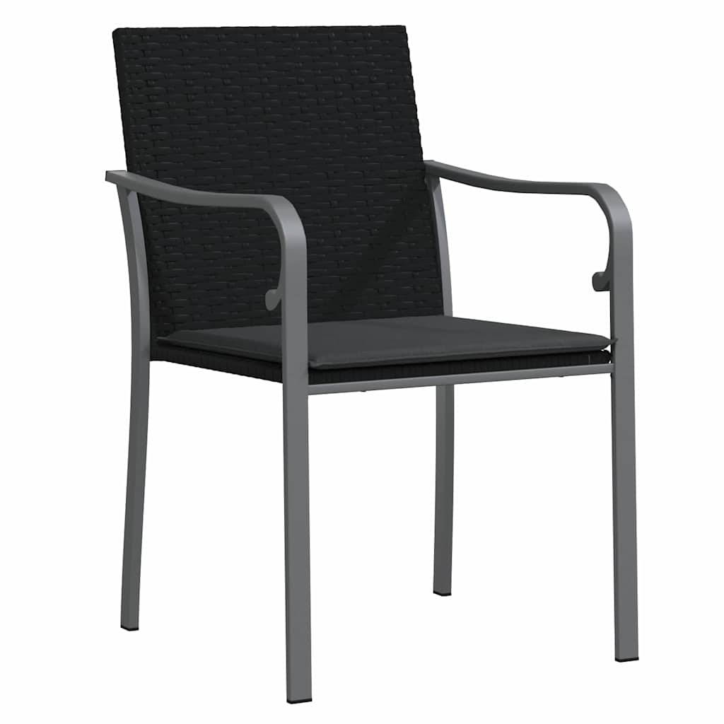 Kert étkező szett 3 pcs Fekete és Szürke PE Rattan