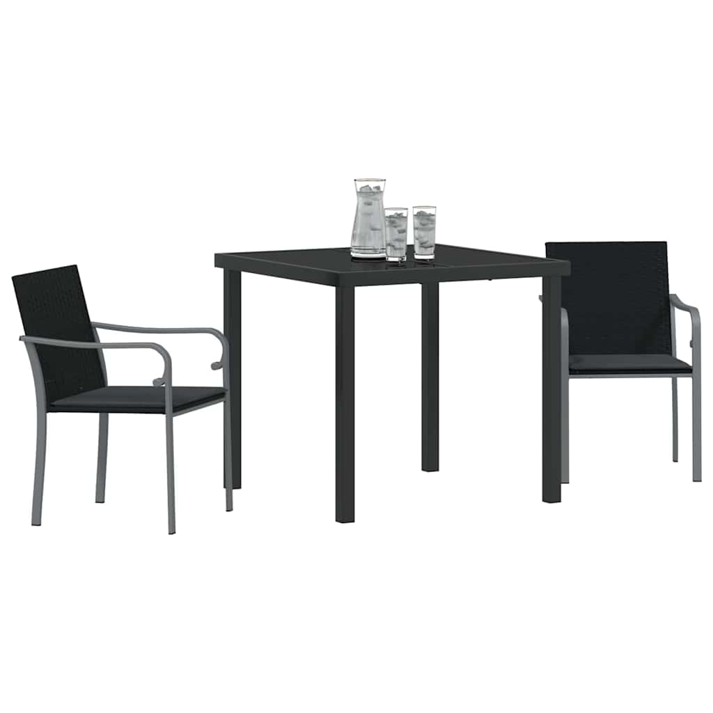 Kert étkező szett 3 pcs Fekete és Szürke PE Rattan