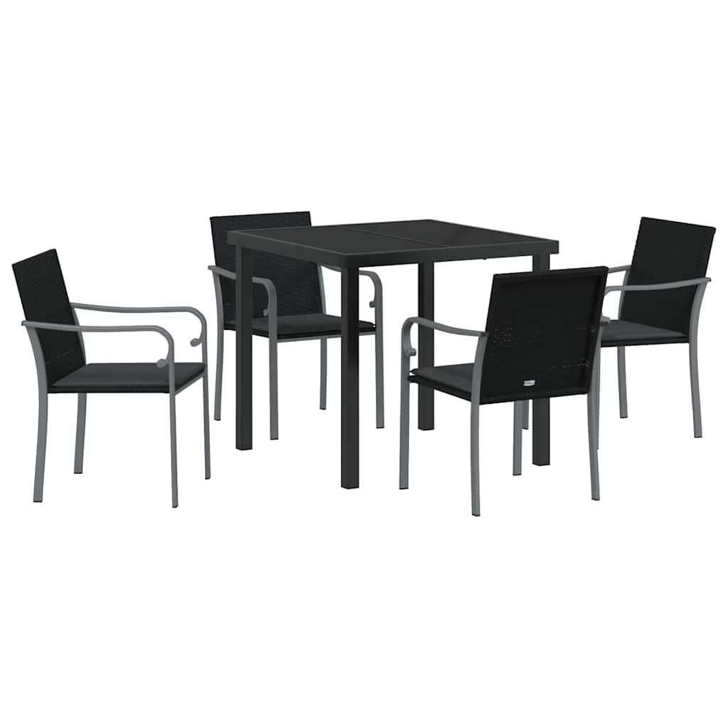 Kert étkező szett 5 pcs Fekete és Szürke PE Rattan